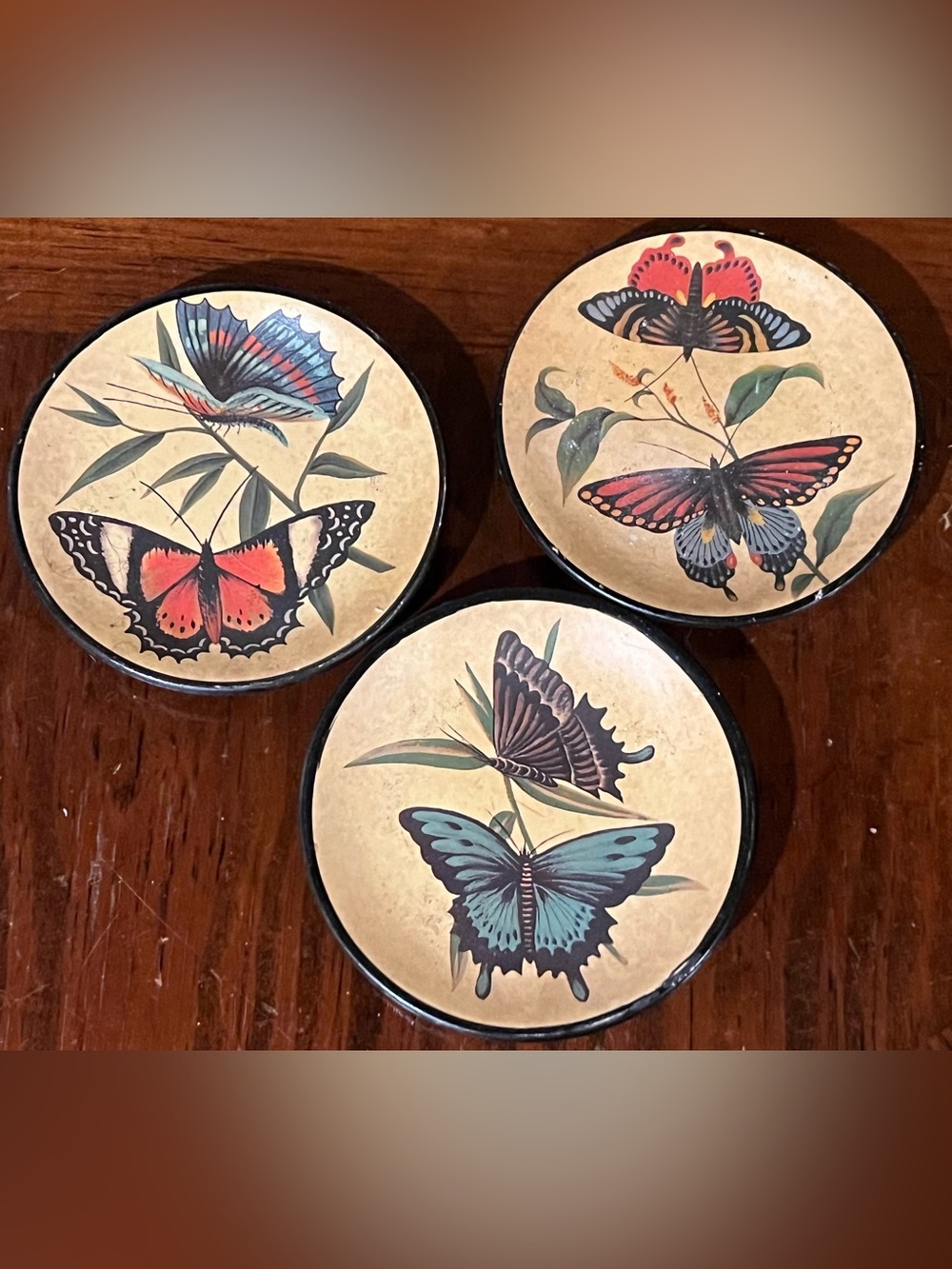 Vintage Butterfly Coasters- Set of 3 5”